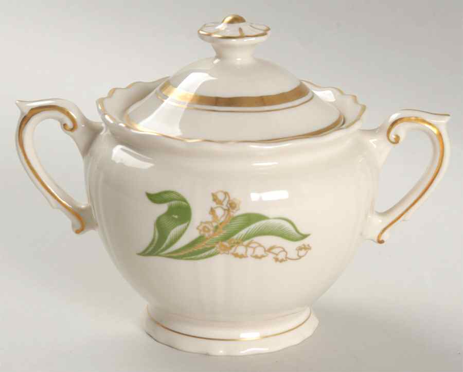 Lily of The Valley (Gold Trim) Sugar Bowl & Lid by Syracuse-1