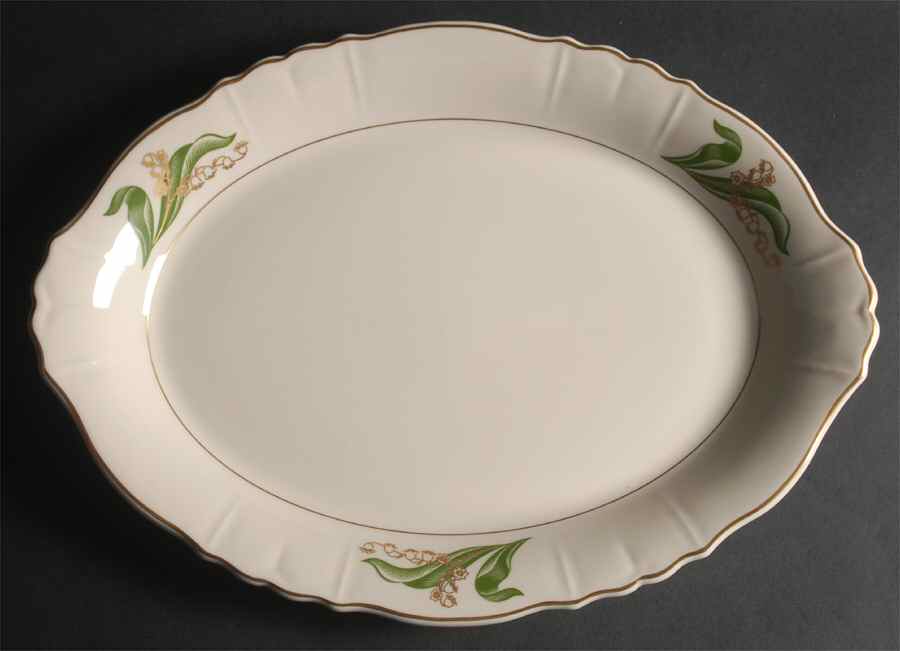 Lily of The Valley (Gold Trim) 16" Oval Serving Platter by Syracuse-1