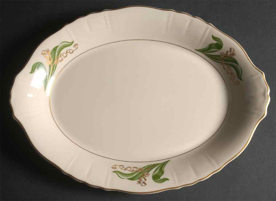Lily of The Valley (Gold Trim) 14" Oval Serving Platter by Syracuse-1
