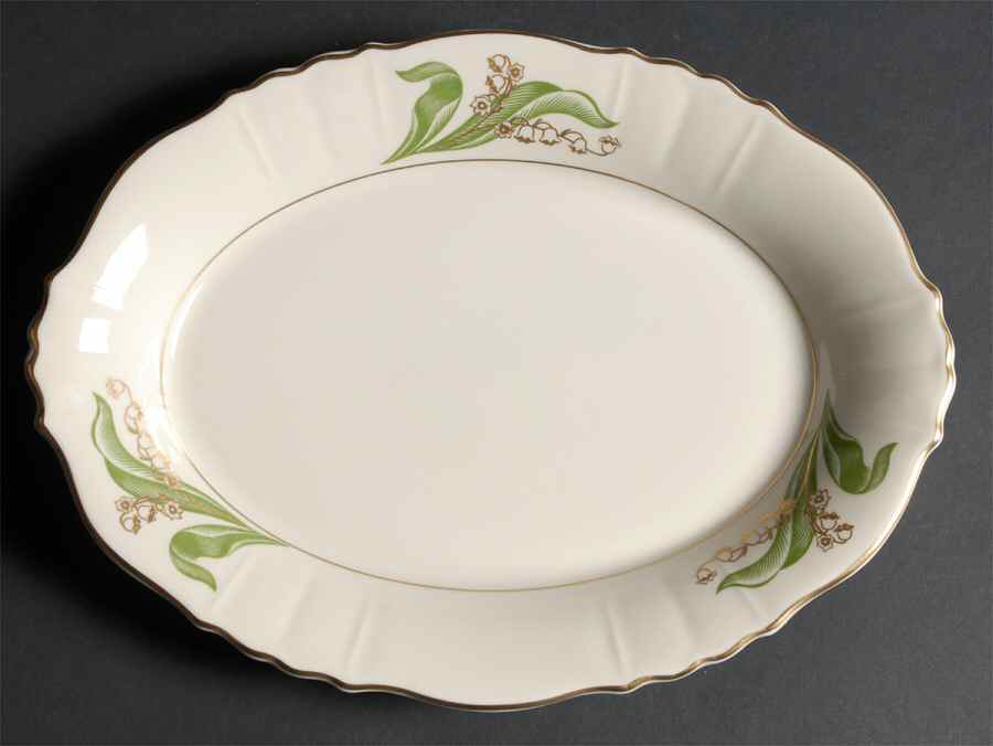 Lily of The Valley (Gold Trim) 12" Oval Serving Platter by Syracuse-1