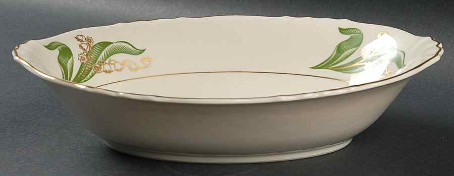 Lily of The Valley (Gold Trim) 10" Oval Vegetable Bowl by Syracuse-1