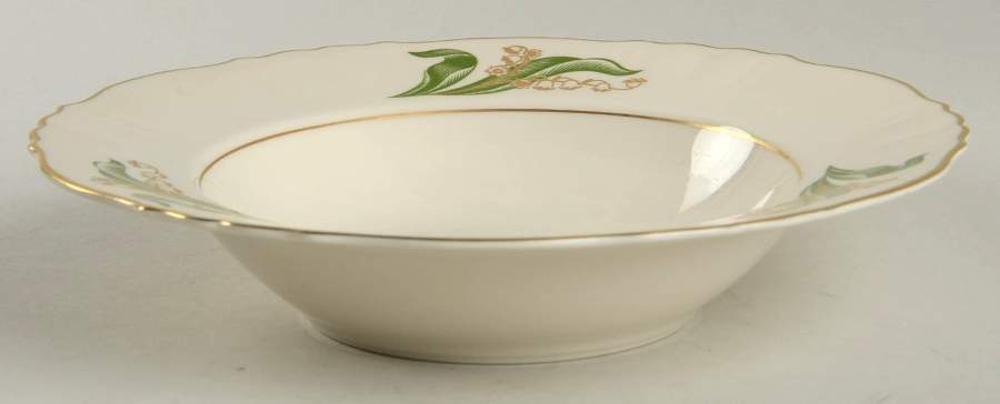 Lily of The Valley (Gold Trim) Rim Soup Bowl by Syracuse-1