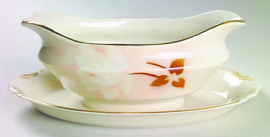 Madam Butterfly Gravy Boat with Attached Underplate by Syracuse-1