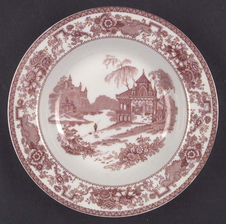 Mayfair Pink (Center Design) Rim Soup Bowl by Syracuse-1