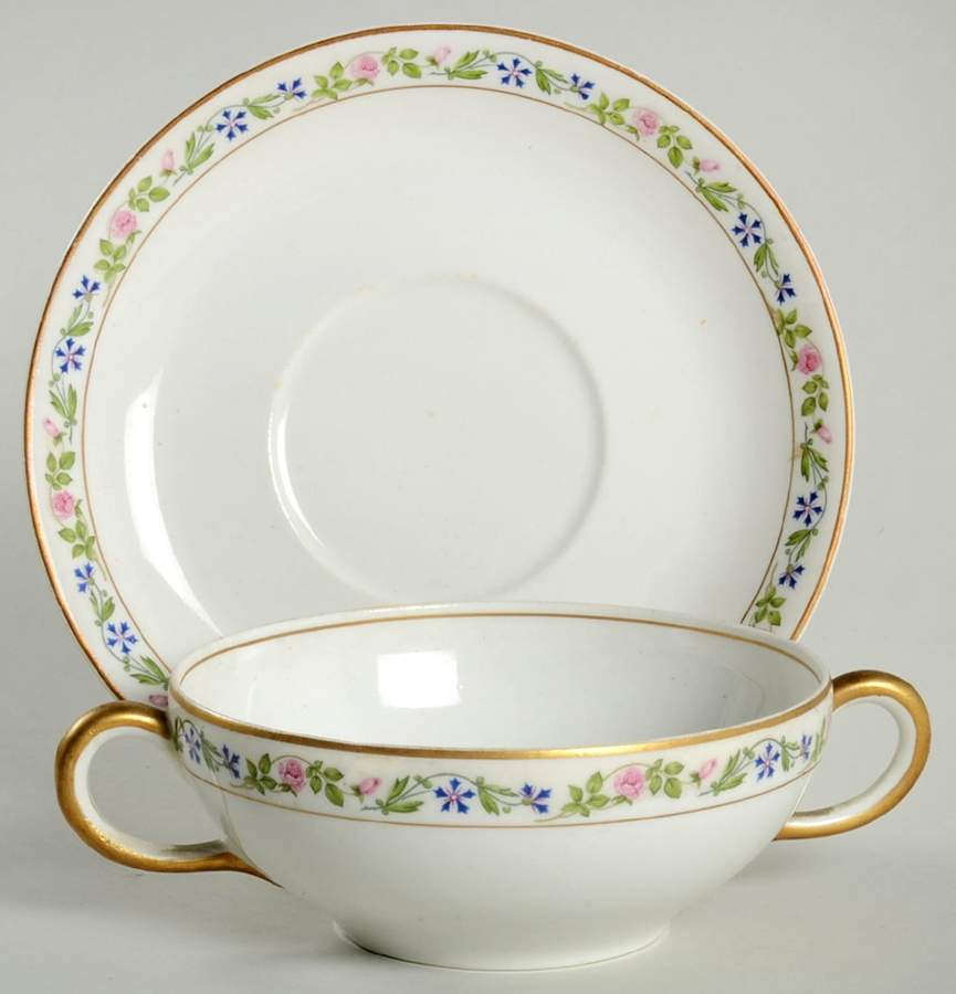 Melrose Flat Cream Soup Bowl & Saucer Set by Syracuse-1