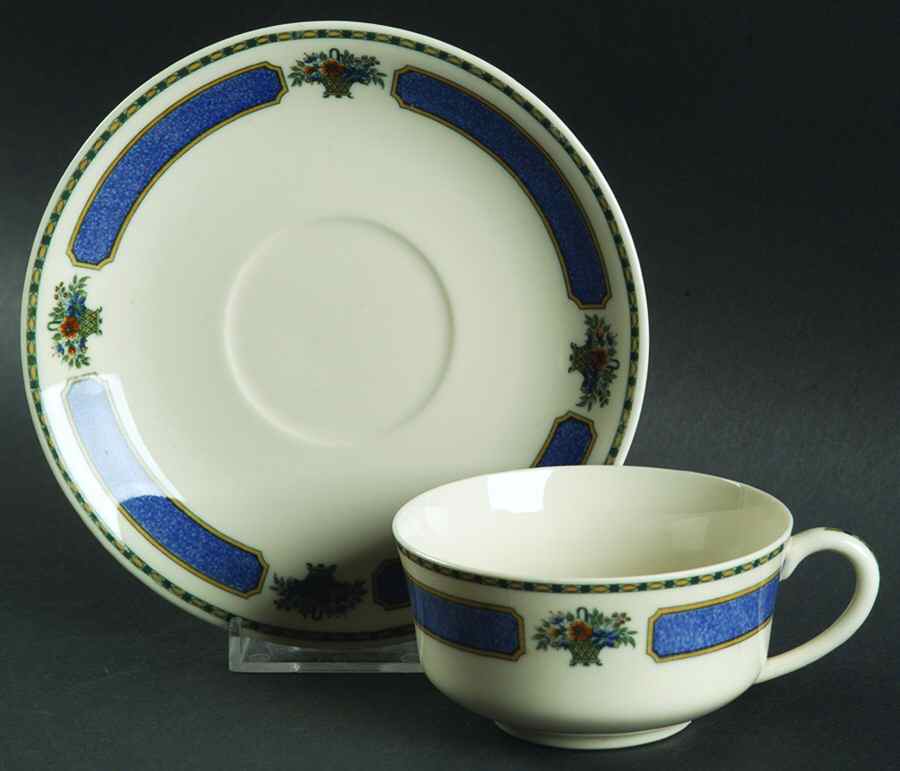 Meridale (Ivory Background) Flat Cup & Saucer Set by Syracuse-1