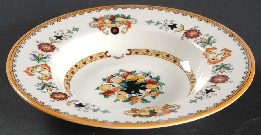Midlothian (Orange Trim) Rim Fruit/Dessert (Sauce) Bowl by Syracuse-1
