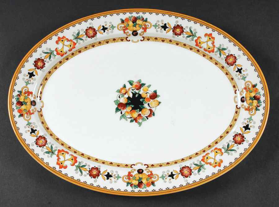 Midlothian (Orange Trim) 14" Oval Serving Platter by Syracuse-1