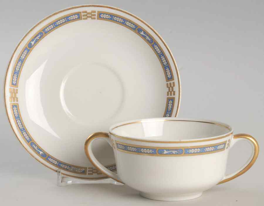 Mistic Blue Footed Bouillon Cup & Saucer by Syracuse-1