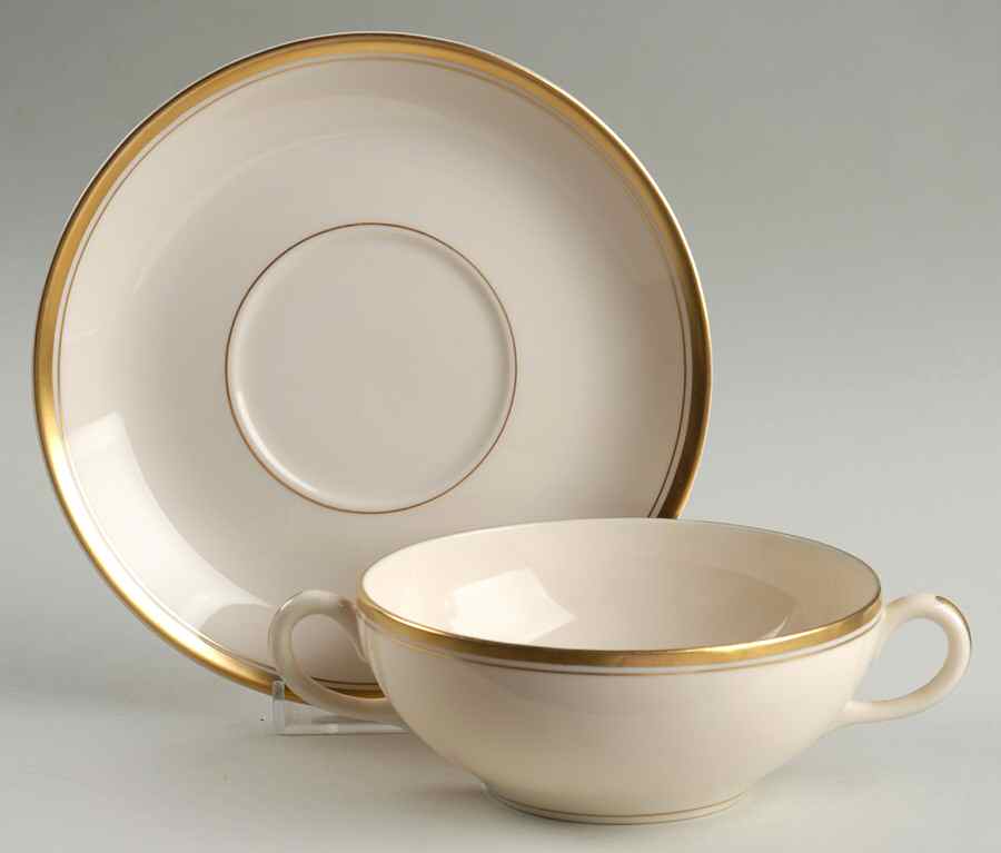 Monticello Flat Cream Soup Bowl & Saucer Set by Syracuse-1