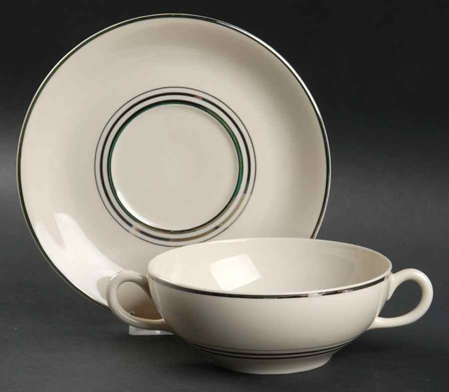 Nimbus Platinum Flat Cream Soup Bowl & Saucer Set by Syracuse-1