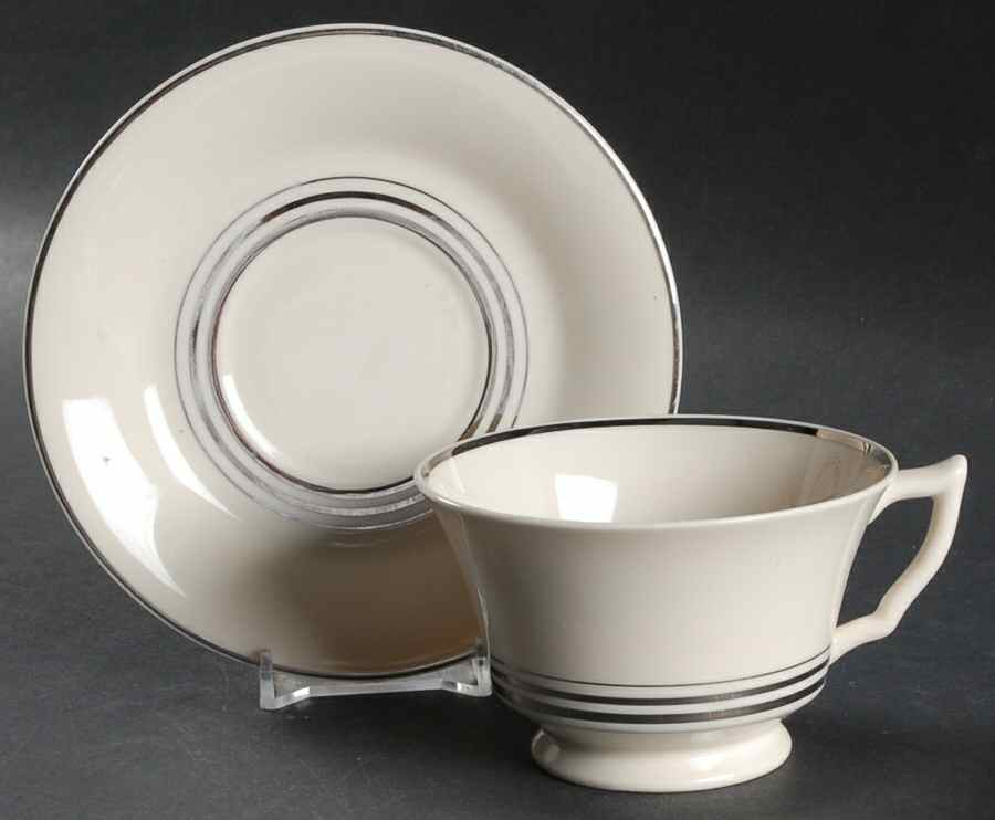 Nimbus Platinum Footed Cup & Saucer Set by Syracuse-1