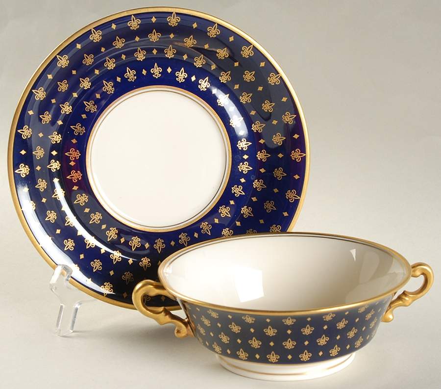 Normandie Footed Cream Soup Bowl & Saucer Set by Syracuse-1