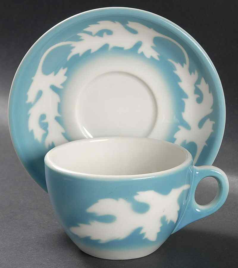 Oakleigh-Blue (Smooth) Flat Cup & Saucer Set by Syracuse-1