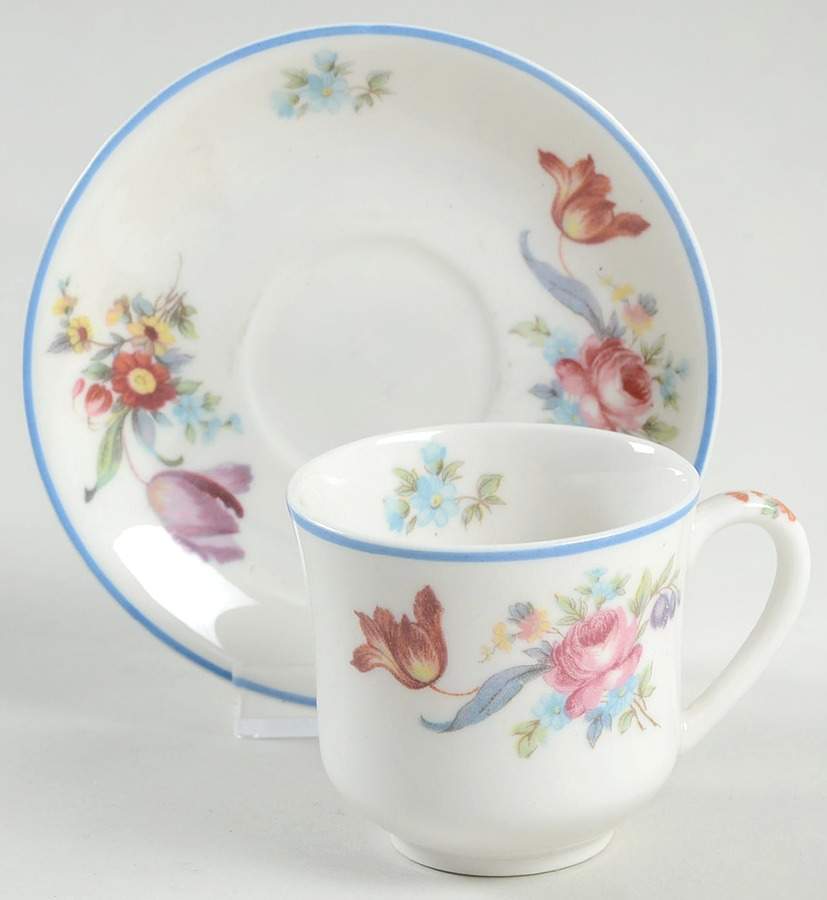 Old Haarlem (Blue Trim) Flat Demitasse Cup & Saucer Set by Syracuse-1