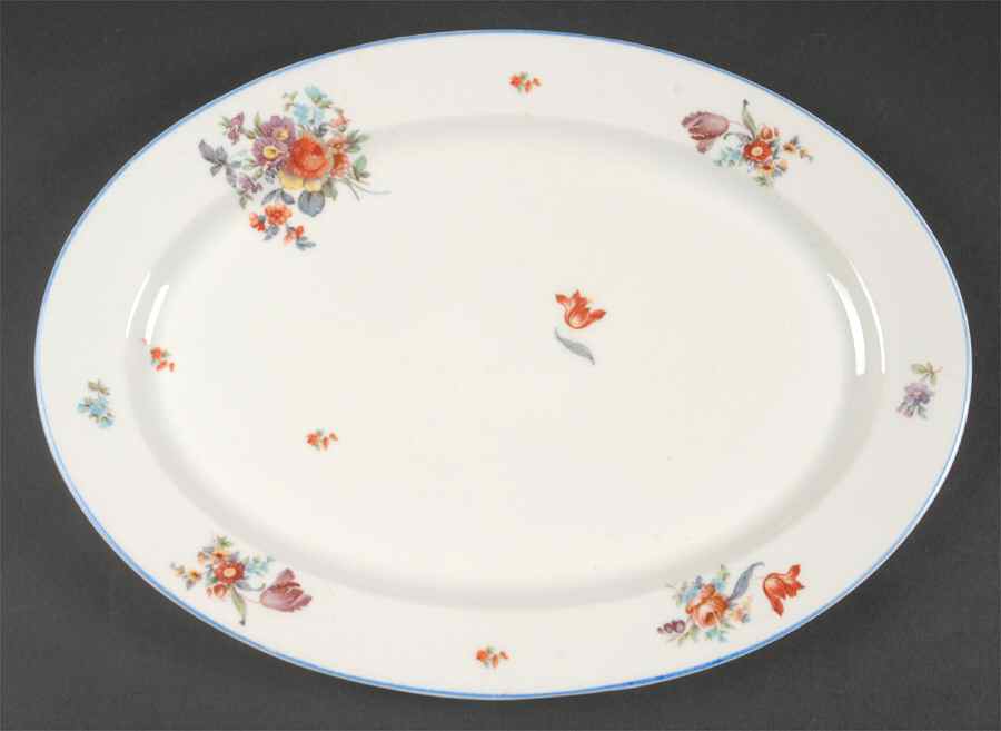 Old Haarlem (Blue Trim) 14" Oval Serving Platter by Syracuse-1