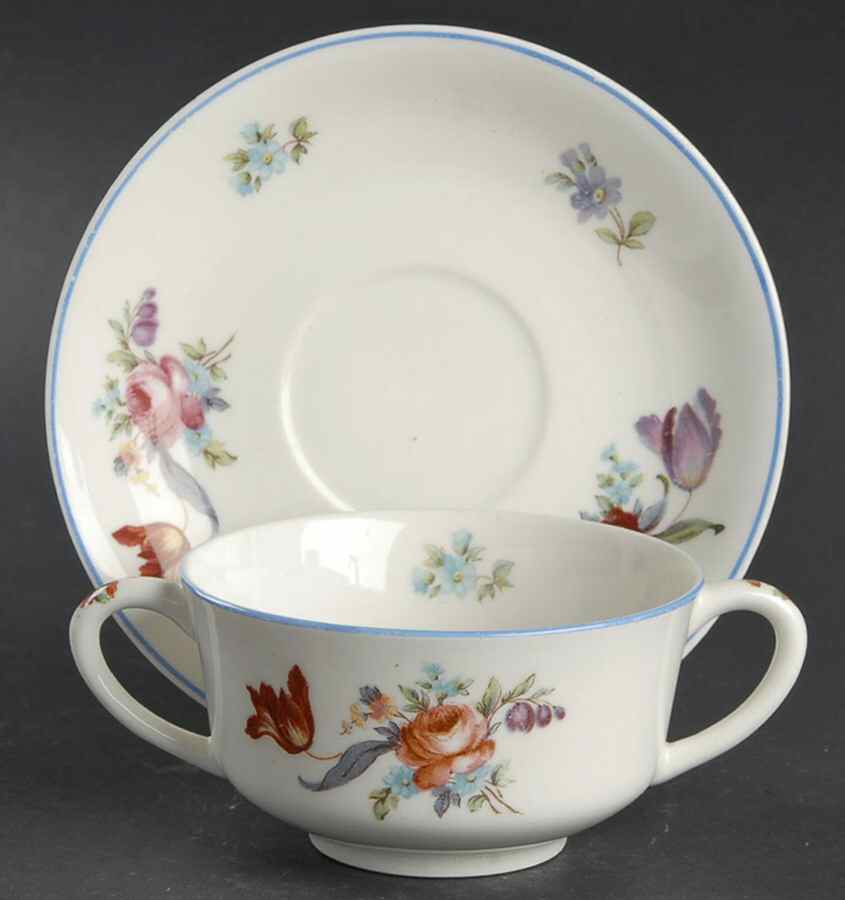 Old Haarlem (Blue Trim) Flat Bouillon Cup & Saucer by Syracuse-1