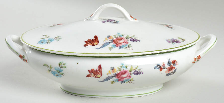 Old Haarlem (Green Trim) Mini Oval Covered Vegetable by Syracuse-1