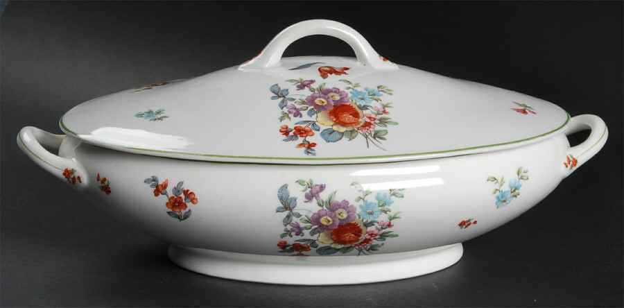 Old Haarlem (Green Trim) Oval Covered Vegetable by Syracuse-1