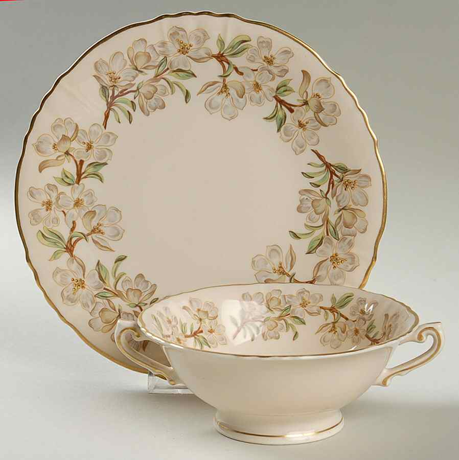 Orchard Footed Cream Soup Bowl & Saucer Set by Syracuse-1
