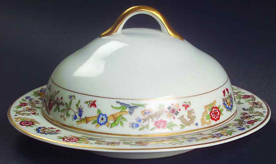 Oriental (Gold Trim) Round Covered Butter by Syracuse-1