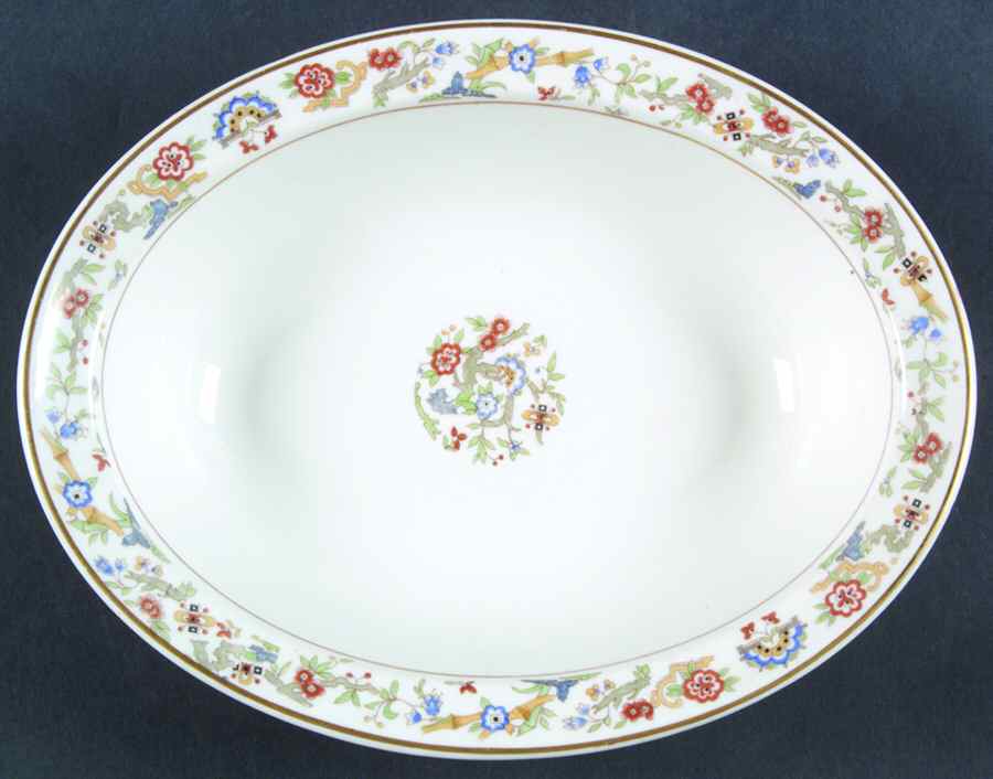 Oriental (Gold Trim) 9" Oval Vegetable Bowl by Syracuse-1