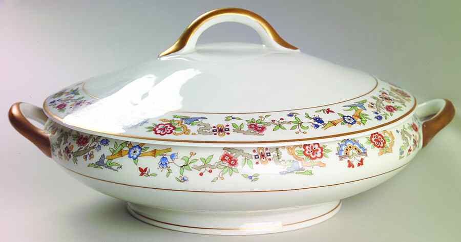 Oriental (Gold Trim) Round Covered Vegetable by Syracuse-1