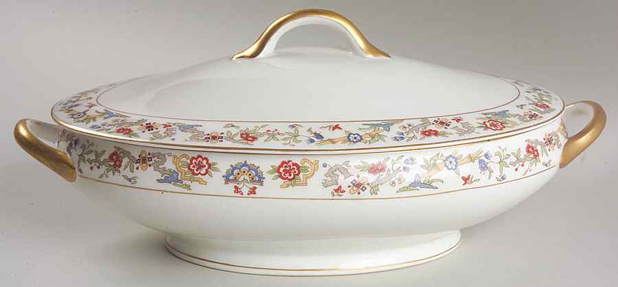 Oriental (Gold Trim) Oval Covered Vegetable by Syracuse-1