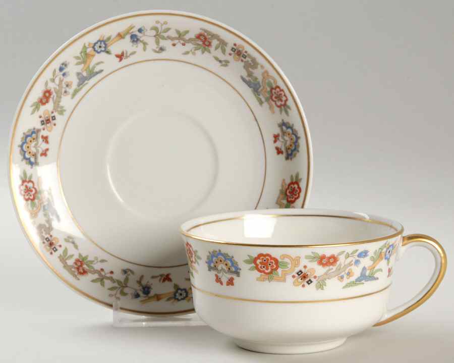 Oriental (Gold Trim) Oversized Cup & Saucer Set by Syracuse-1