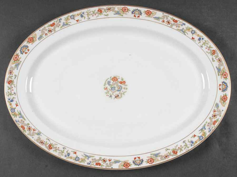 Oriental (Gold Trim) 16" Oval Serving Platter by Syracuse-1
