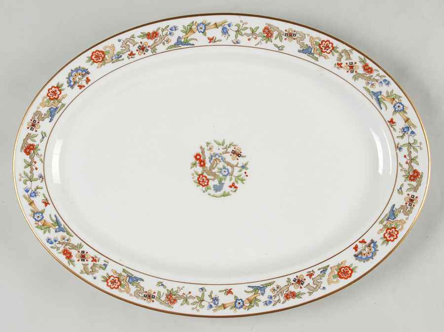 Oriental (Gold Trim) 12" Oval Serving Platter by Syracuse-1