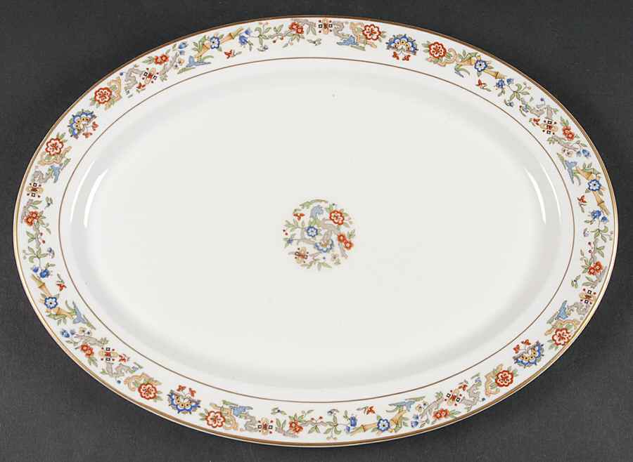Oriental (Gold Trim) 14" Oval Serving Platter by Syracuse-1