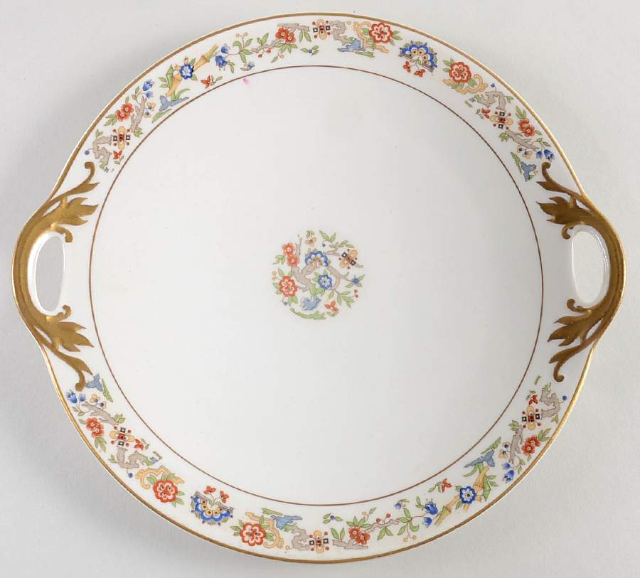 Oriental (Gold Trim) Handled Cake Plate by Syracuse-1