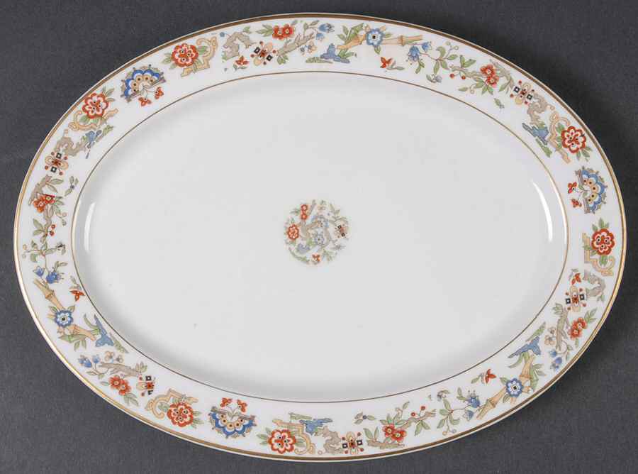 Oriental (Gold Trim) 10" Oval Serving Platter by Syracuse-1