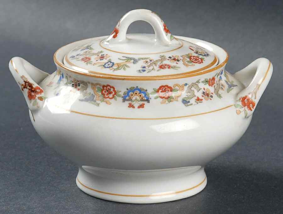 Oriental (Yellow Trim) Mini Sugar Bowl & Lid by Syracuse-1