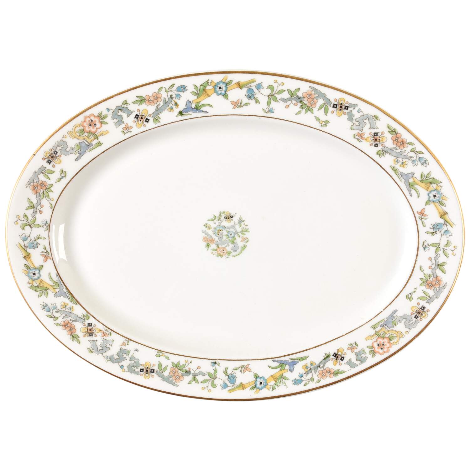 Oriental (Gold Trim) 10" Oval Serving Platter by Syracuse-1