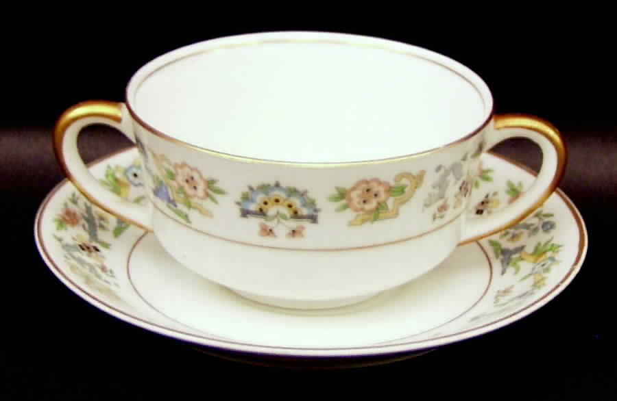 Oriental (Gold Trim) Footed Bouillon Cup & Saucer by Syracuse-1