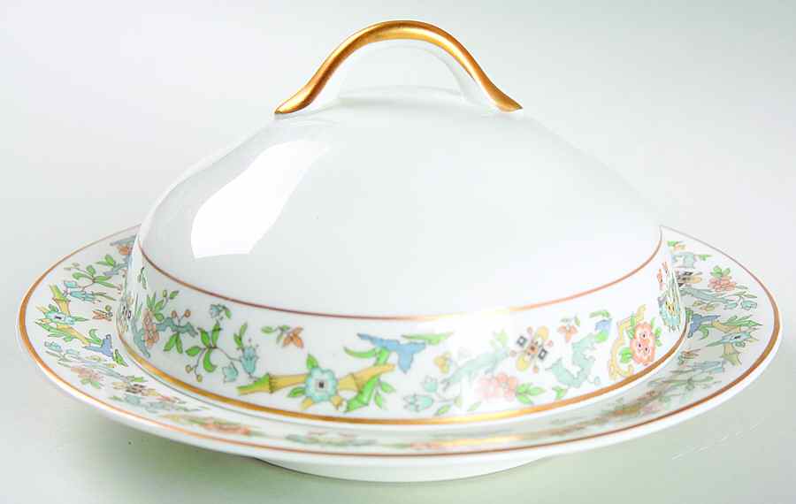 Oriental (Gold Trim) Round Covered Butter by Syracuse-1