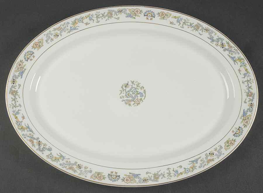 Oriental (Gold Trim) 15" Oval Serving Platter by Syracuse-1