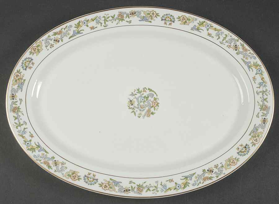 Oriental (Gold Trim) 14" Oval Serving Platter by Syracuse-1