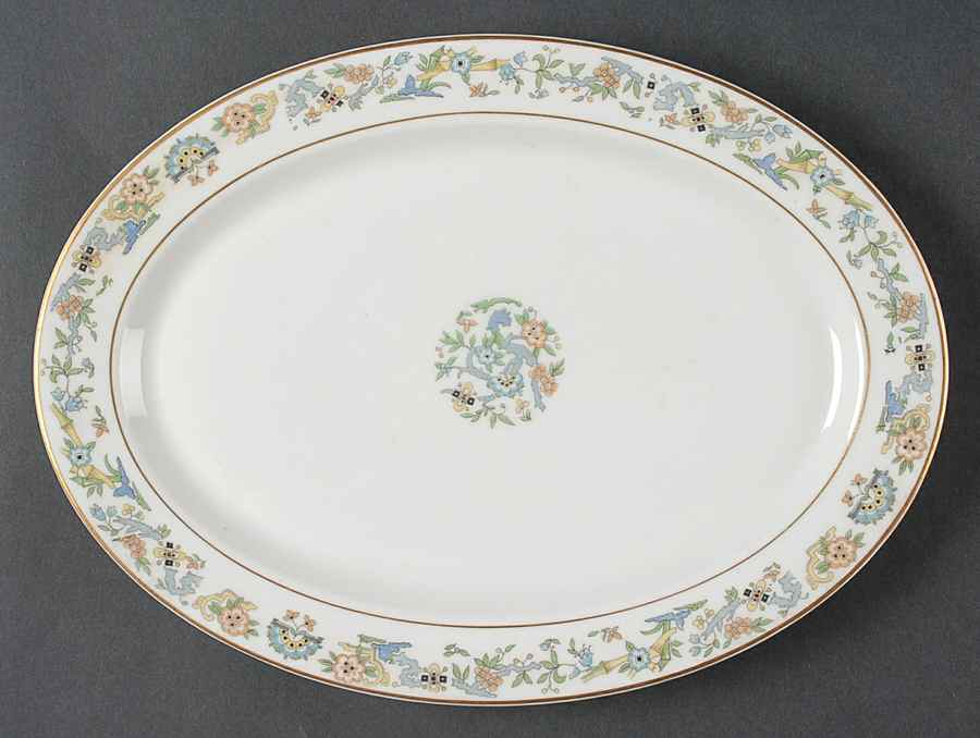 Oriental (Gold Trim) 12" Oval Serving Platter by Syracuse-1