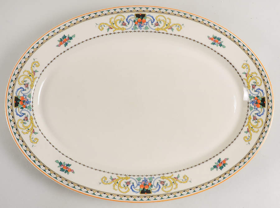 Pembroke (Mustard Trim) 16" Oval Serving Platter by Syracuse-1