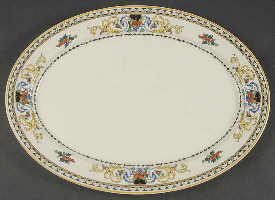 Pembroke (Mustard Trim) 14" Oval Serving Platter by Syracuse-1
