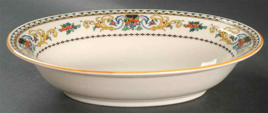 Pembroke (Mustard Trim) 9" Oval Vegetable Bowl by Syracuse-1