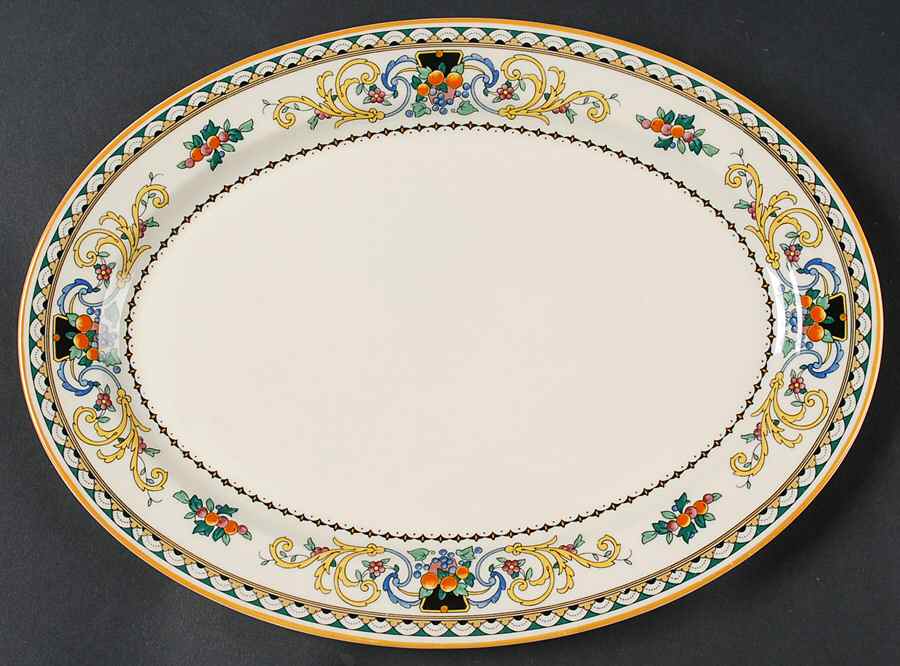 Pembroke (Mustard Trim) 12" Oval Serving Platter by Syracuse-1
