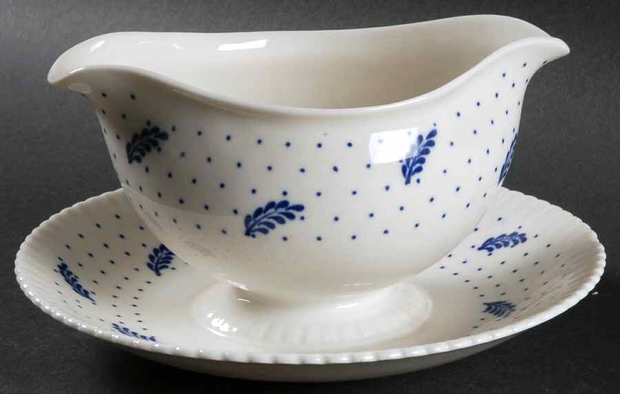 Periwinkle Gravy Boat with Attached Underplate by Syracuse-1