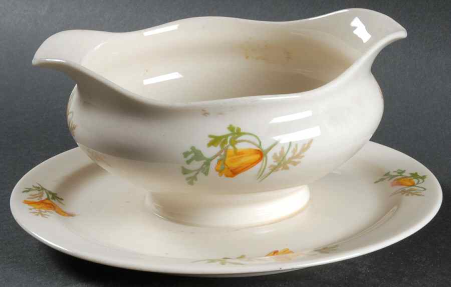 Poppy Gravy Boat with Attached Underplate by Syracuse-1