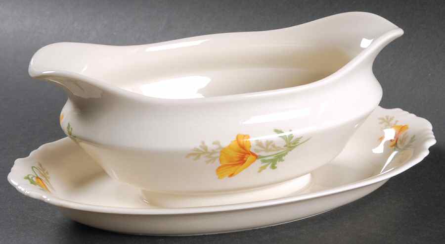 Poppy Gravy Boat with Attached Underplate by Syracuse-1