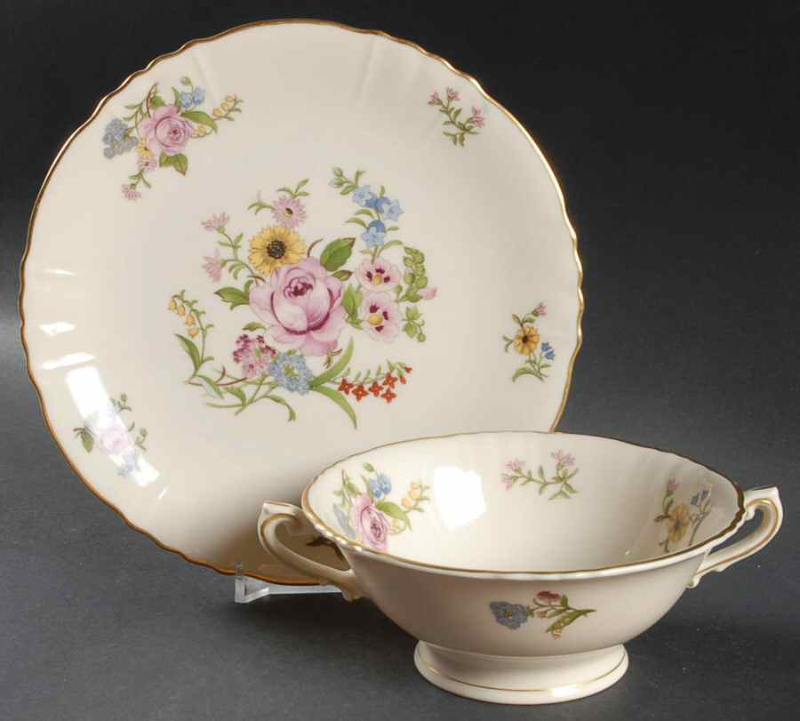 Portland Footed Cream Soup Bowl & Saucer Set by Syracuse-1