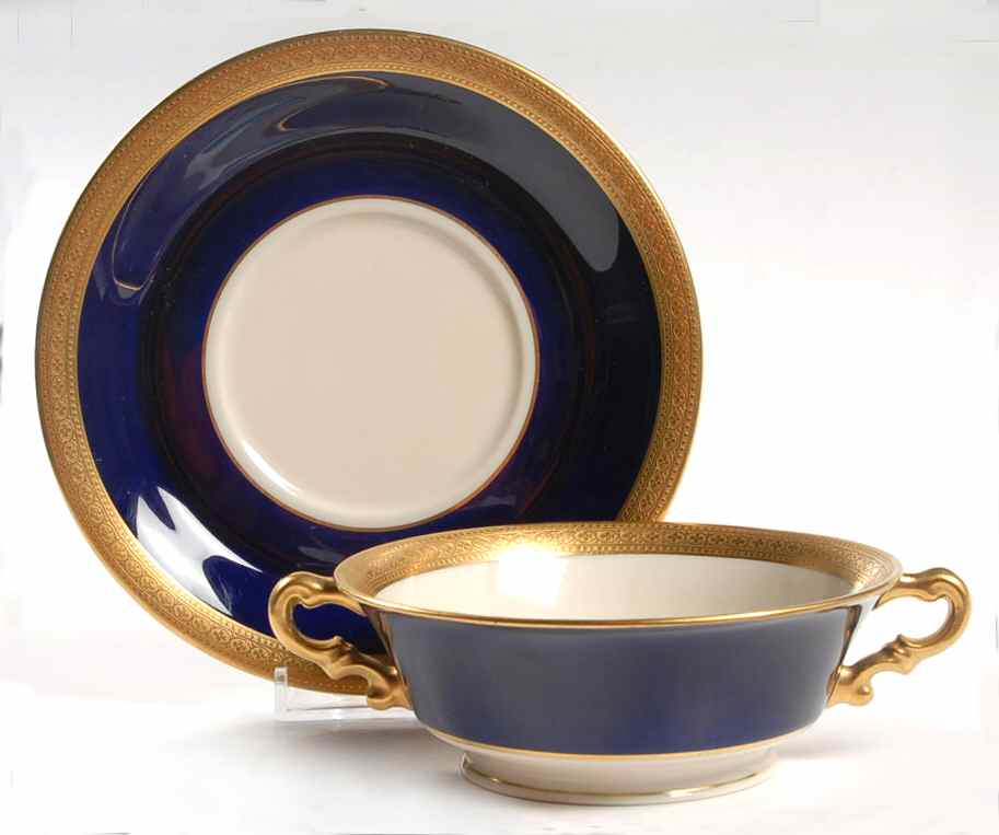 Queen Anne Footed Cream Soup Bowl & Saucer Set by Syracuse-1